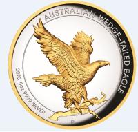Image 2 for 2023 $8 Australian Wedge Tailed Eagle 5oz Silver Proof High Relief GILDED Coin