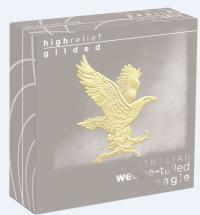 Image 7 for 2023 $8 Australian Wedge Tailed Eagle 5oz Silver Proof High Relief GILDED Coin