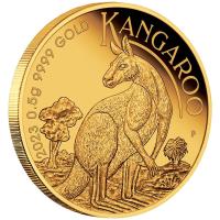 Image 3 for 2023 $2 Mini Roo - 0.5g Gold 99.99%  Proof Kangaroo Coin in Card