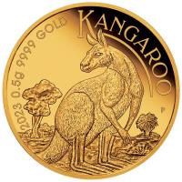 Image 2 for 2023 $2 Mini Roo - 0.5g Gold 99.99%  Proof Kangaroo Coin in Card