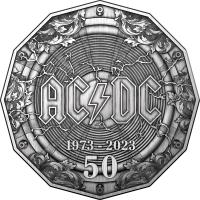 Image 2 for 2023 50 cent 50th Anniversary of ACDC Silver Antique Coin