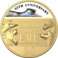 Image 2 for 2023 20 cent 35th Anniversary of Edward the Emu Gold Plated Colour Printed Special Deluxe Edition Book