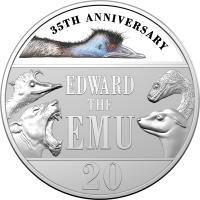Image 2 for 2023 20 cent 35th Anniversary of Edward the Emu Coloured CuNi UNC Coin on Card