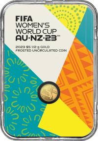 Image 1 for 2023 $5 FIFA Women's World Cup Aust & NZ 2023 ™ Half Gram Gold Frosted UNC Coin in Case 