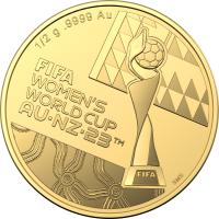 Image 2 for 2023 $5 FIFA Women's World Cup Aust & NZ 2023 ™ Half Gram Gold Frosted UNC Coin in Case 