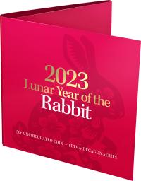 Image 1 for 2023 50 cent Year of the Rabbit Tetra Decagon CuNi UNC Coin in Red Folder