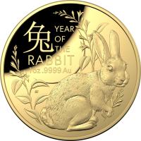 Image 1 for 2023 $100 Year of the Rabbit Domed Gold Proof Coin 