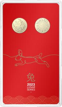 Image 4 for 2023 $1 Year of the Rabbit 2 Coin Set AlBr Uncirculated 
