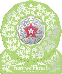 Image 5 for 2023 50 Cent - Christmas Decoration - Festive Floral CuNi UNC Coin hanging Decoration Holder - SET OF 5 