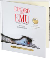 Image 1 for 2023 20 cent 35th Anniversary of Edward the Emu Gold Plated Colour Printed Special Deluxe Edition Book