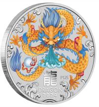 Image 2 for 2024 $1 Australian Lunar Series III - 2024 Year of the Dragon 1oz Silver Coloured Coin in Card