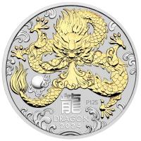 Image 3 for 2024 $1  Australian Lunar Series III Year of the Dragon 1oz Silver Gilded Coin 