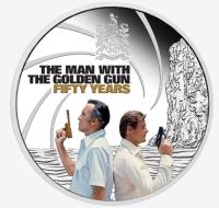 Image 1 for 2024 $1 James Bond The Man with the Golden Gun 50th Anniversary 1oz Silver Tuvalu Proof Coloured Coin
