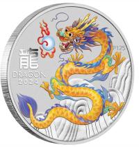 Image 2 for 2024 $1 Australian Lunar Series III Year of the Dragon 1oz Silver Coin featuring - Yellow Dragon Coloured coin in Card - Melbourne Money Expo ANDA Special