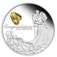 Image 1 for 2024 $1 Congratulations on your Wedding 1oz Silver Proof Coin