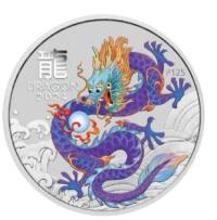 Image 2 for 2024  $1 Australian Lunar Series III Year of the Dragon 1oz Silver Purple Perth Mint Coin on Card