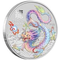 Image 2 for 2024 $1 Lunar Series III Year of the Dragon 1oz Silver White Coloured Coin In Card - BRISBANE Money Expo ANDA Show Special  (- Perth Mint)