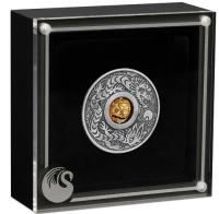 Image 4 for 2024 $1 Year of the Dragon 1oz Silver Antiqued Tuvalu Coin with Dragon Rotating Charm - Perth Mint