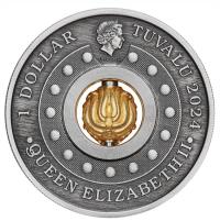 Image 2 for 2024 $1 Year of the Dragon 1oz Silver Antiqued Tuvalu Coin with Dragon Rotating Charm - Perth Mint