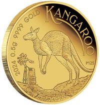 Image 1 for 2024 $2 Mini Roo 0.5g Gold Proof Coin in Card with King Charles Effigy (Perth Mint)