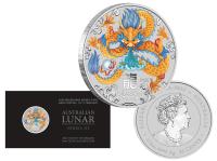 Image 1 for 2024 25 cent Australian Lunar Series III - Year of the Dragon Quarter oz Silver Coloured Coin - Melbourne Money Expo ANDA Special