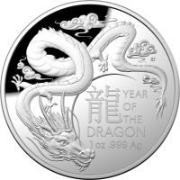 Image 2 for 2024 $5 Lunar Year of the Dragon DOMED Fine Silver 1oz Proof Coin
