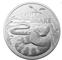 Image 1 for 2024 $1 Australia's Most Dangerous - Tiger Snake 1oz Fine Silver Investment Coin in Capsule (RAM)
