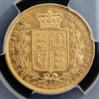 Image 1 for 1886S Australian Shield Gold Sovereign slabbed PCGS AU53