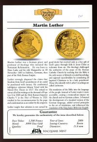Image 3 for 2006 Benin 0.5 Gram .999 Gold 1500 Francs - Martin Luther