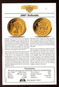 Image 3 for 2007 Togo 0.5 Gram .999 Gold 1500 Francs - Nefertiti