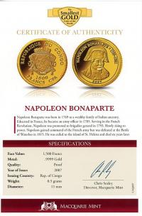 Image 3 for 2007 Republic of Congo 0.5 Gram .999 Gold 1500 Francs - Napoleon Bonaparte