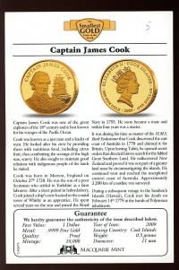 Image 3 for 2009 Cook Islands 0.5 Gram .999 Gold One Dollar - Captain James Cook