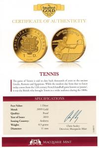 Image 3 for 2010 Andorra 0.5 Gram .999 One Diner - Tennis