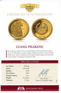Image 3 for 2014 Laos 0.5 Gram  .585 Gold 500 Kip - Luang Prabang