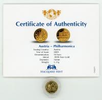 Image 1 for 2009 Austria One Tenth oz Gold Philharmonica