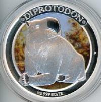 Image 2 for 2014 1oz Coloured Silver Proof Coin Australian Megafauna - Diprotodon