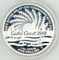 Image 1 for 2017 Australian One oz Silver Five Dollar in Capsule - Queens Baton Relay