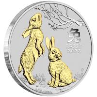 Image 1 for 2023 Year of the Rabbit One oz Silver Gilded Coin