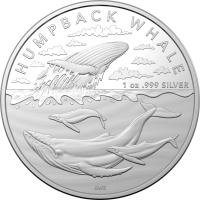 Image 1 for 2023 $1 Australian Antarctic Territory - Humpback Whale 1oz Fine Silver Investment Coin in Capsule