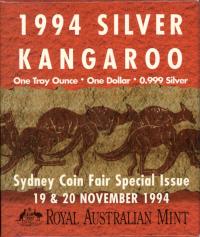 Image 1 for 1994 $1 Kangaroo 1oz Silver Proof Coin - Sydney Coin Fair Issue