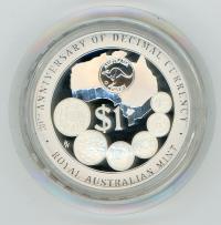 Image 2 for 1996 Subscription Silver Proof Dollar - 30th Anniversary of Decimal Currency