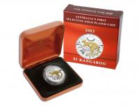 Image 1 for 2003 Selectively Gold Plated 1oz Silver Kangaroo