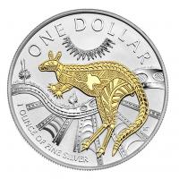 Image 2 for 2003 Selectively Gold Plated 1oz Silver Kangaroo