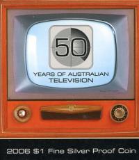 Image 1 for 2006 $1 Fine Silver Proof Coin -50 Years of Australian Television