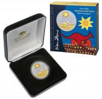 Image 1 for 2009 Selectively Gold Plated 1oz Silver Proof Kangaroo Ken Done Design