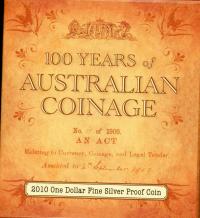 Image 1 for 2010 $1 Fine Silver Proof Coin - 100 Years of Australian Coinage