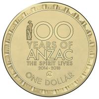 Image 2 for 2014 Australia 100 Years of WWI $1.00 with Albany Counterstamp