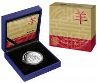 Image 1 for 2015 Lunar Series - 1oz Year of the Goat $1 Silver Proof Coin 40mm Diam. - Blue Box