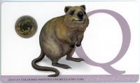 Image 1 for 2015 $1 Coloured Frosted Alphabet UNC Coin - Q Is For Quokka