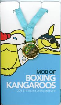 Image 1 for 2016 Mob of Boxing Kangaroos on Blue Card
